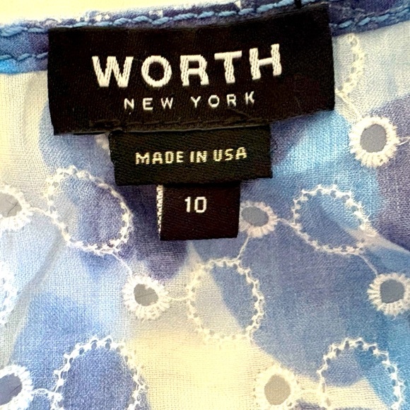 EUC 💙 Worth NY Sleeveless Eyelet Sheer Floral Top – Size 10 – Blue & White  🌸 - Picture 4 of 7